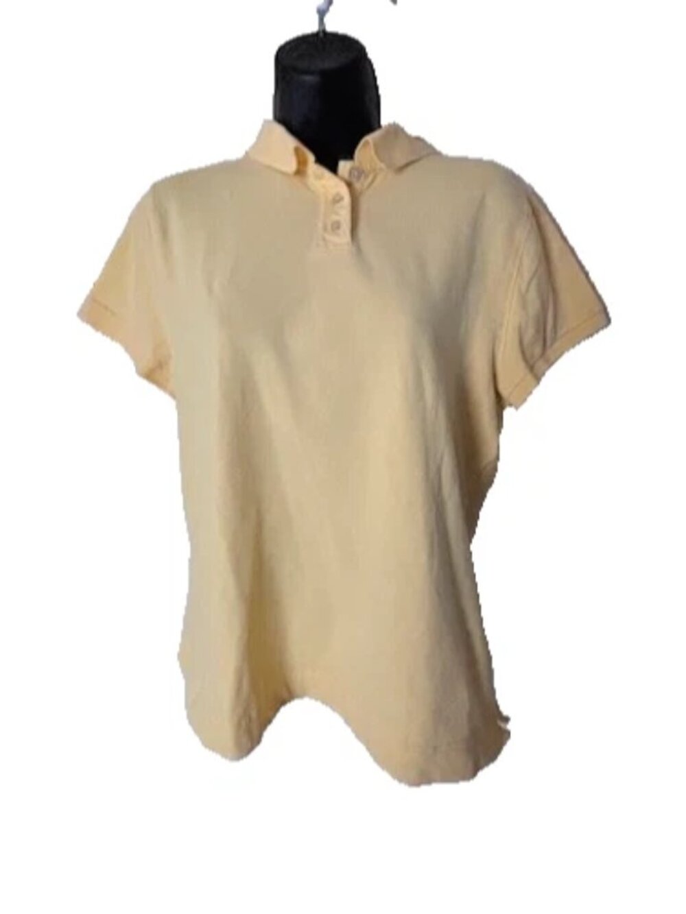 Talbots Women's Polo Shirt Size M L Cotton Spandex Short Sleeve Pale Yellow Golf
